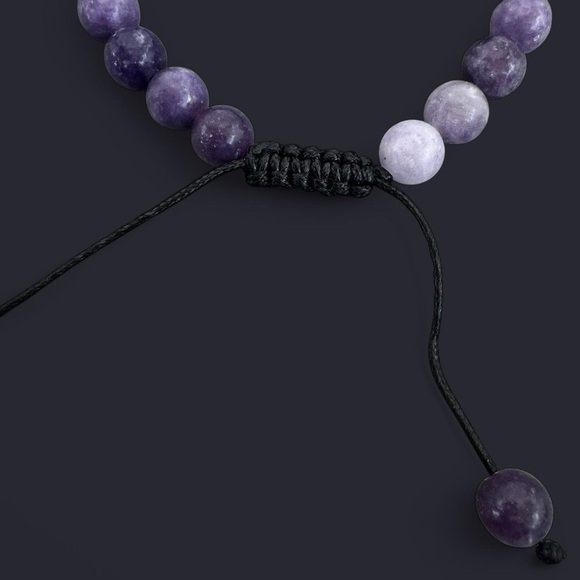 Lepidolite Adjustable Gemstone Bead Bracelet 8mm - Picture 5 of 5